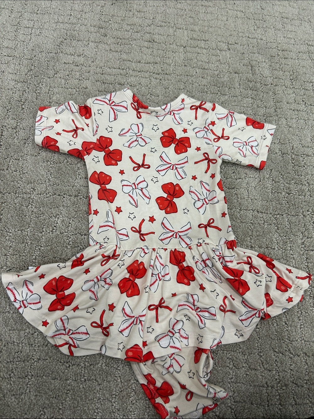 Toddler Girls' Red Bow Print Play Dress - Picture 2 of 3